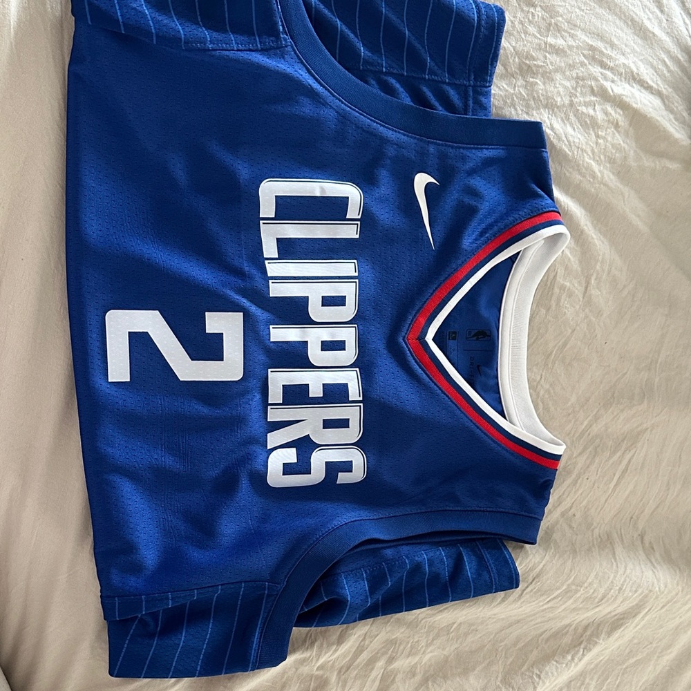 Leonard number 2 youth size large Clippers Jersey with White and Red Trim